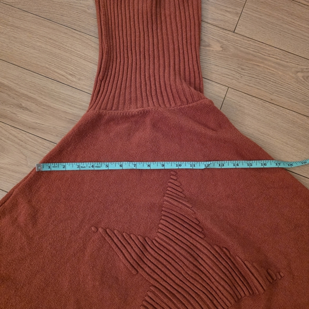 Italian Made Cowl Neck Knit Star Poncho-OSFM - Picture 6 of 11